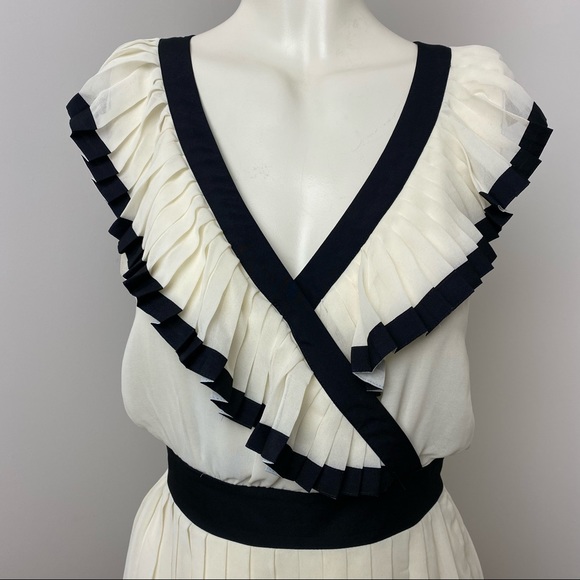 Rory Beca XXI Ivory Pleated Chiffon Ruffle Dress - Picture 3 of 11